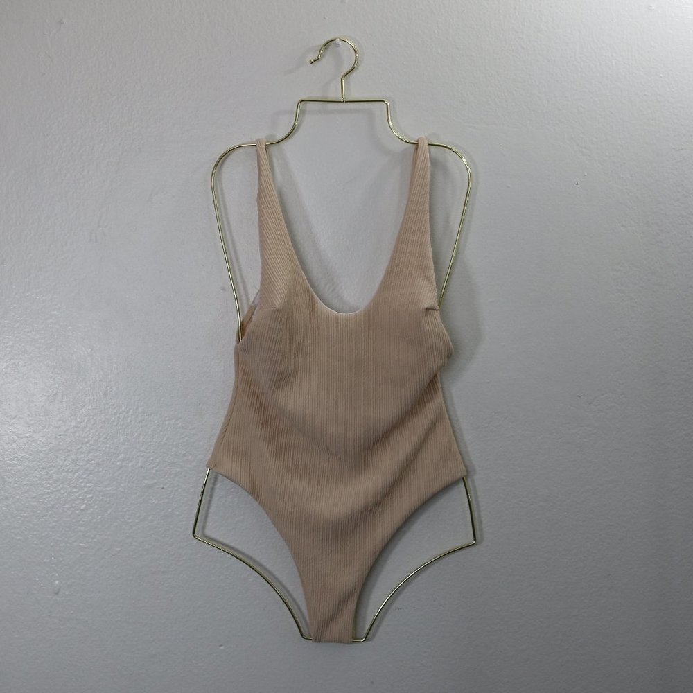 Ribbed Nude One Piece Swimsuit